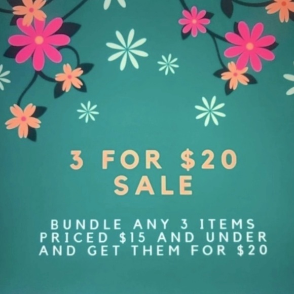 3 for $20. Bundle any three items priced $15. And under and get them for $20. - Picture 2 of 6